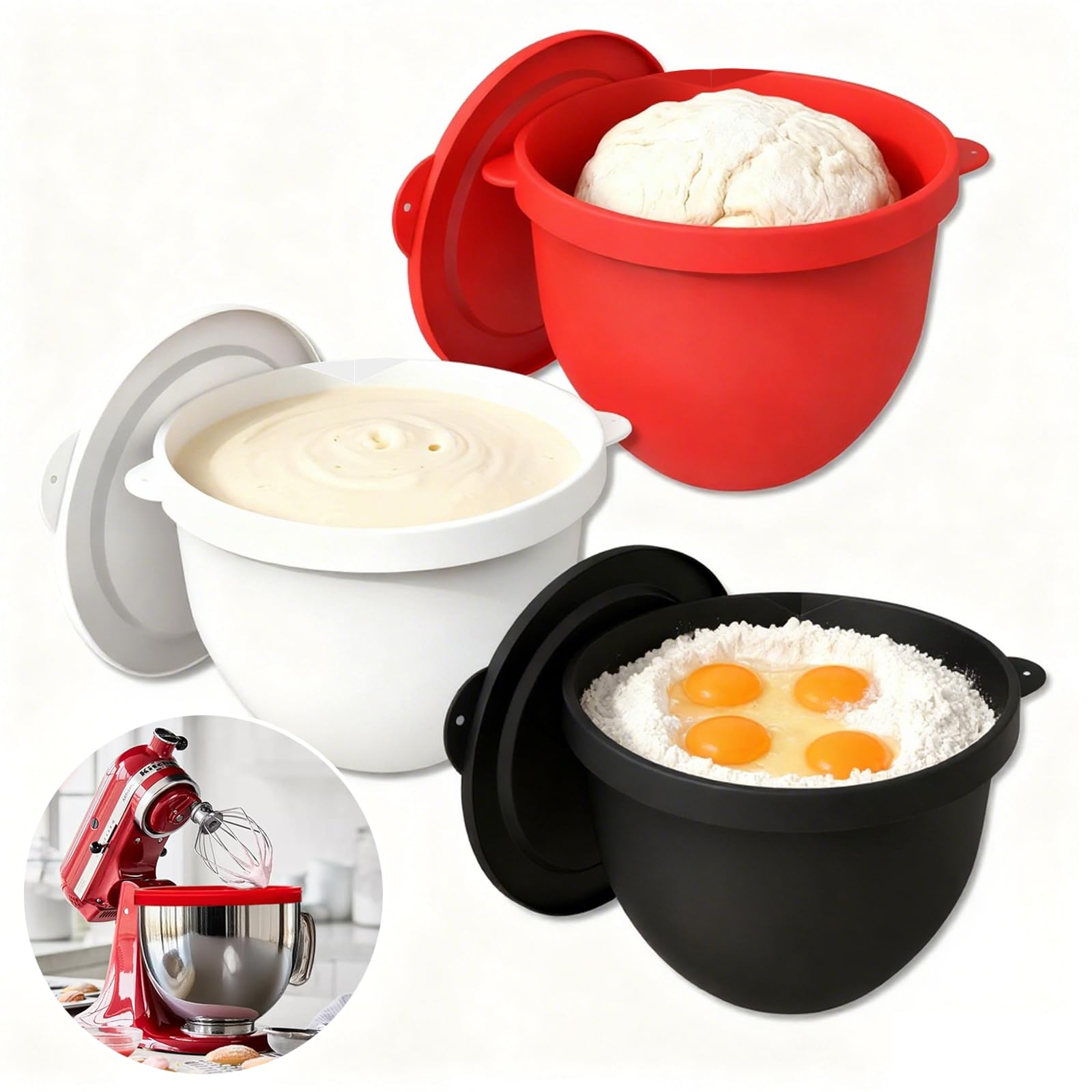 Akiosk silicone liners for KitchenAid tilt-head 5qt bowl fit securely for stable mixing