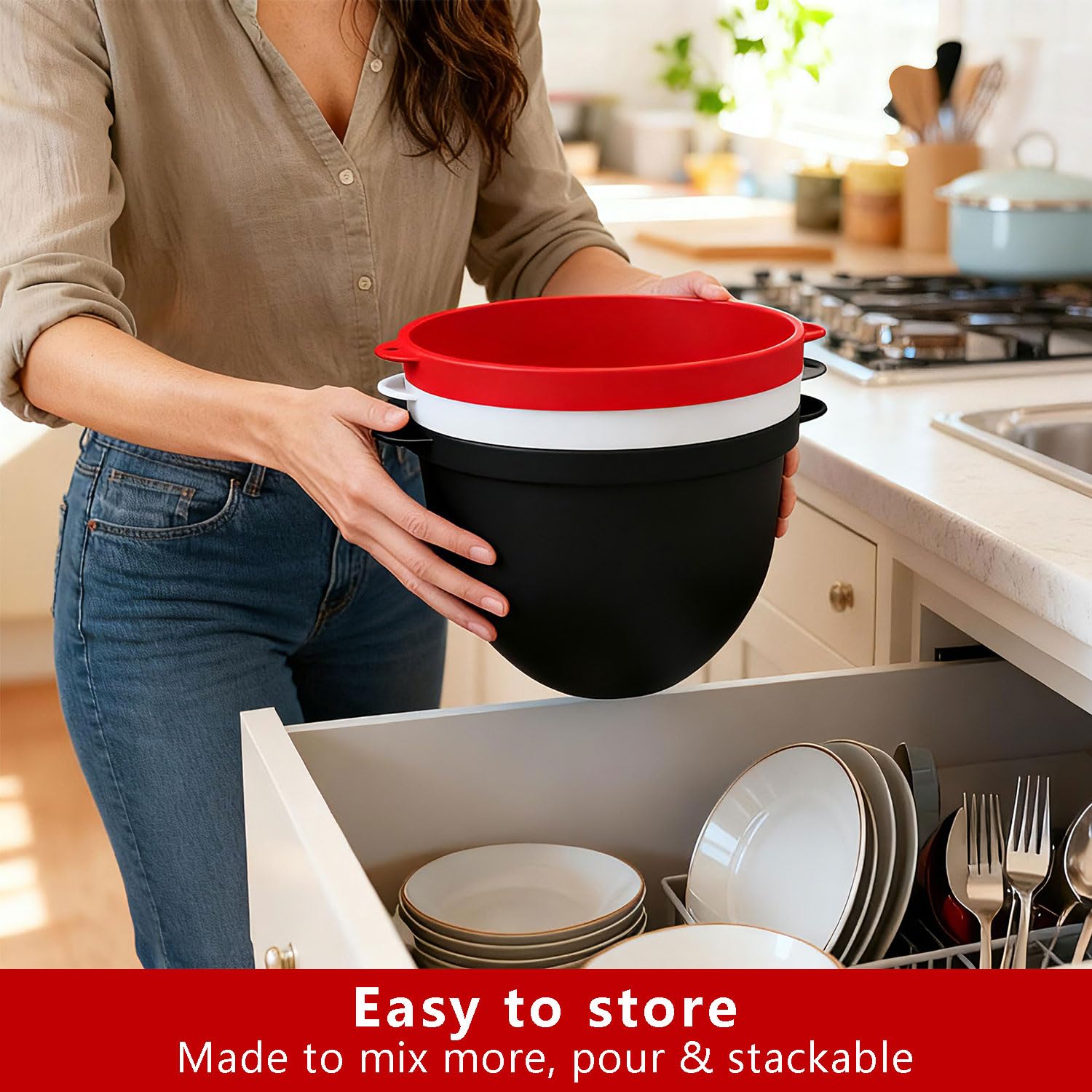 Akiosk silicone bowl liner withstands -40 to 240C and is dishwasher-safe