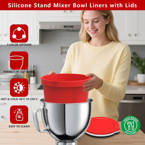 Three-color silicone bowl liner set adds versatility for multiple recipes