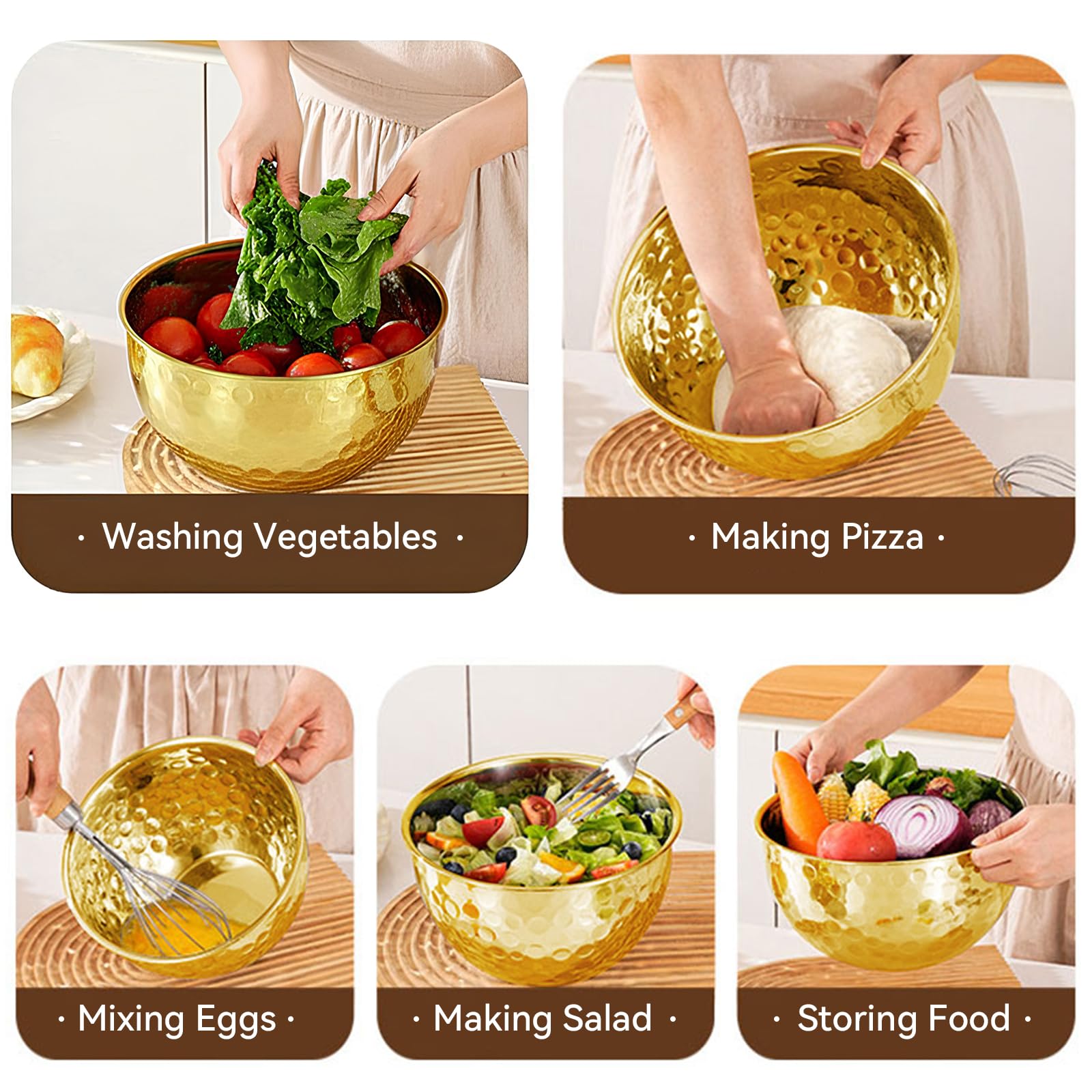 AKODENORA nesting stackable bowls save space and stay organized.