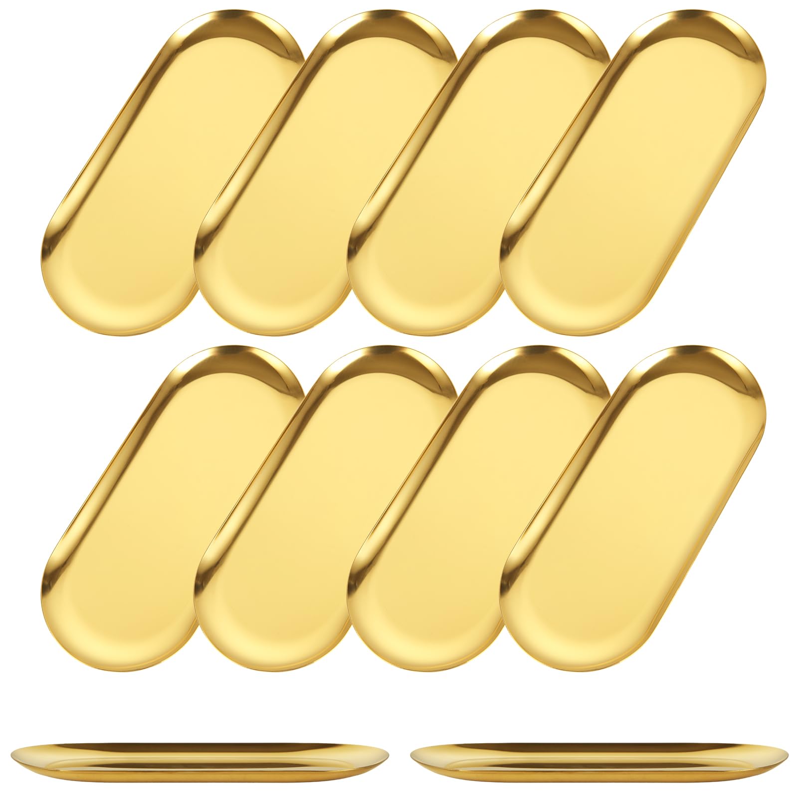 AKOLAFE gold oval serving tray, ideal for appetizers and sushi at gatherings.