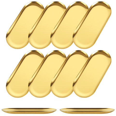 AKOLAFE gold oval serving tray, ideal for appetizers and sushi at gatherings.