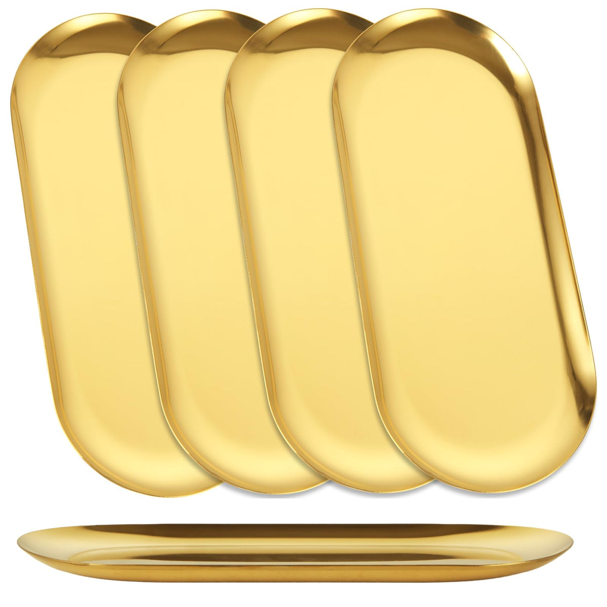 AKOLAFE gold oval 10-inch serving tray on table, perfect for elegant appetizers.