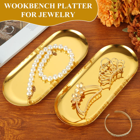 AKOLAFE gold vanity storage tray keeps cosmetics organized.