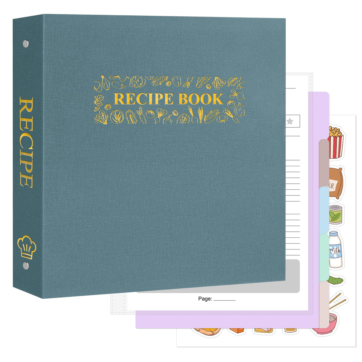 AKONEGE Recipe Binder cover shows a durable waterproof linen hardcover protecting your recipes