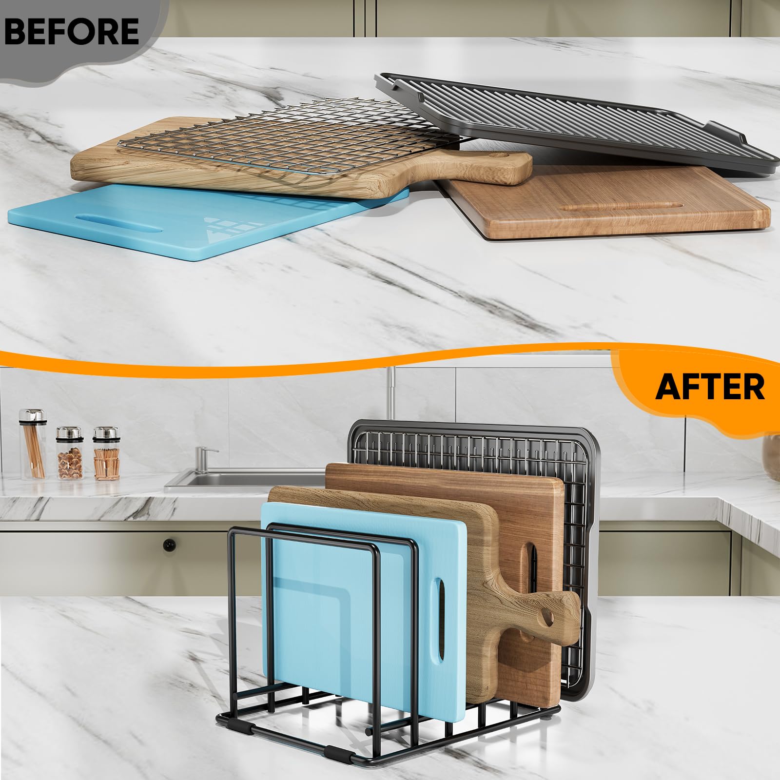 AKSONMN five-slot spacing accommodates thin and bulky bakeware.