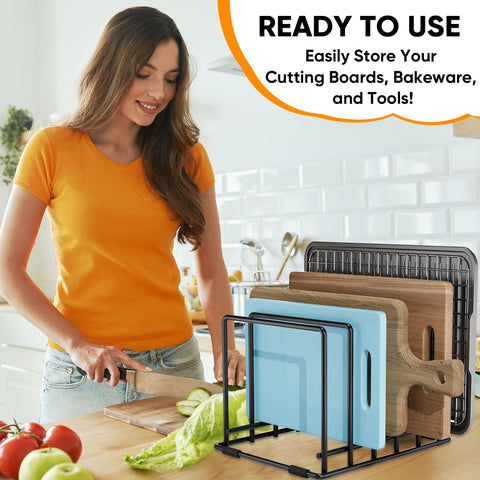 AKSONMN versatile kitchen storage keeps boards, pans, and trays tidy.