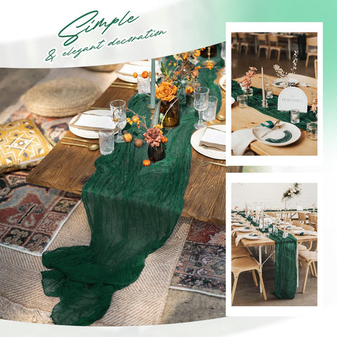Aktor emerald green table runner with neatly hemmed edges for premium finish.