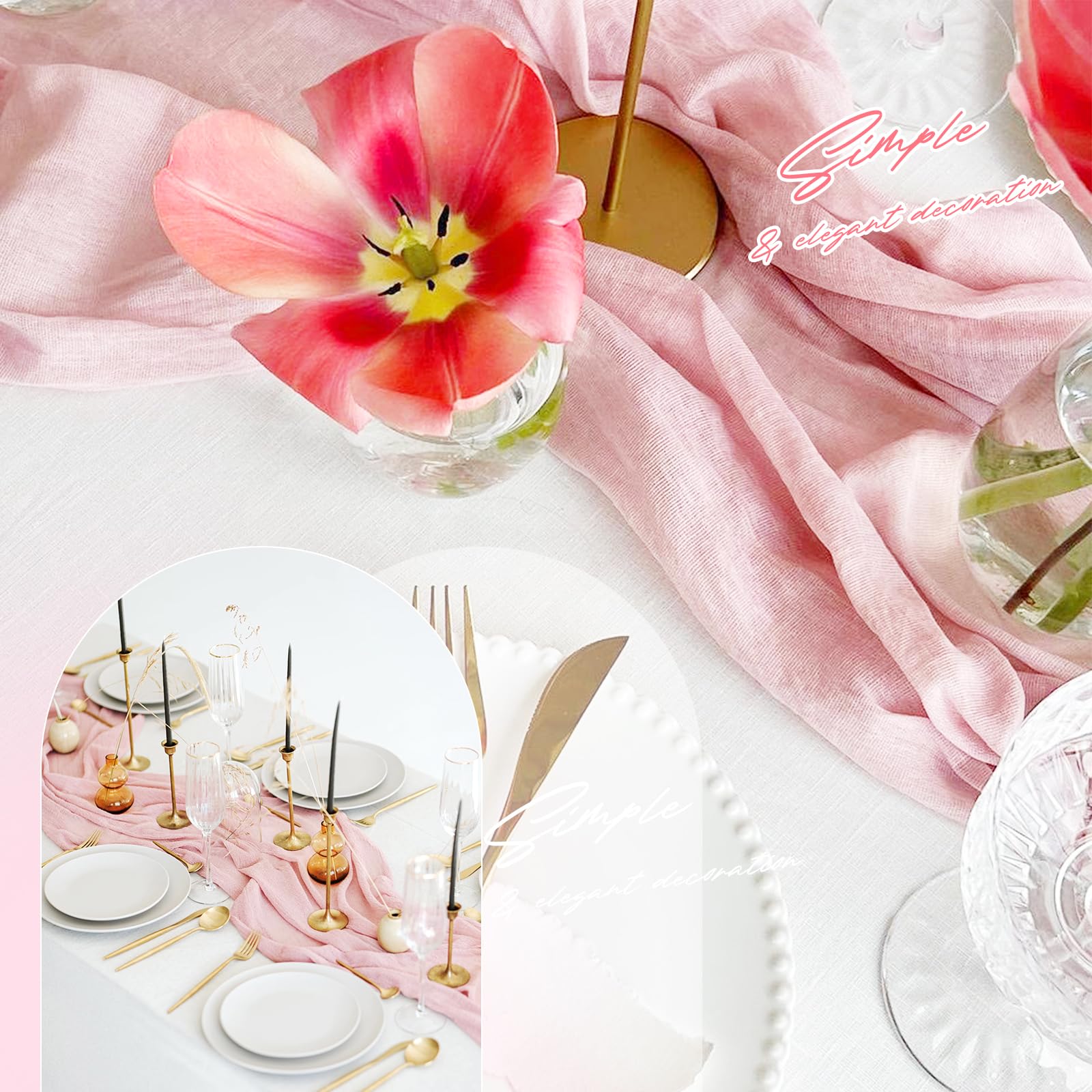 Aktor pink cheesecloth table runners suitable for gifts or parties.