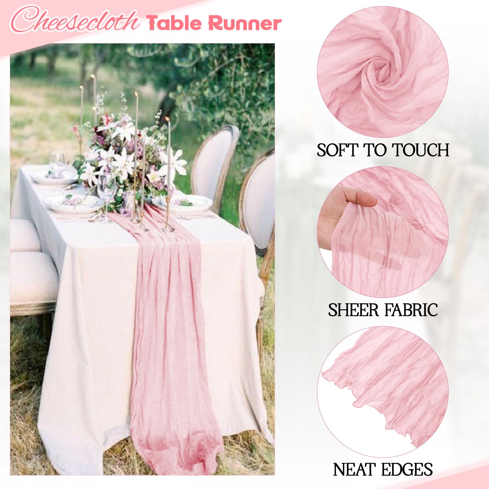 Aktor pink table runner on wedding table creates soft romantic ambience.