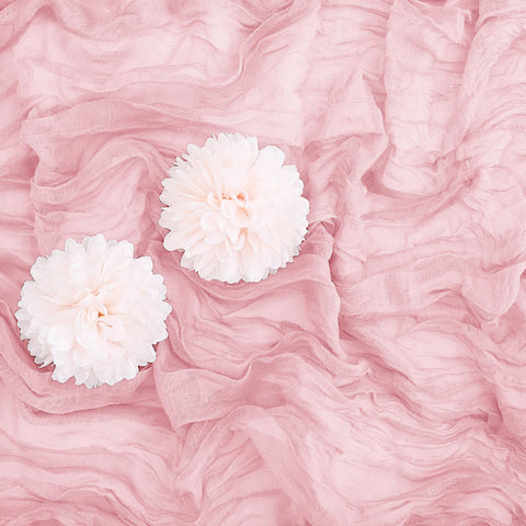 Aktor pink table runner wrinkle texture close-up highlighting boho charm.