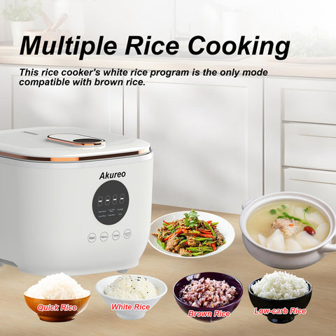 Akureo 3L quick rice setting in action with steaming basket.