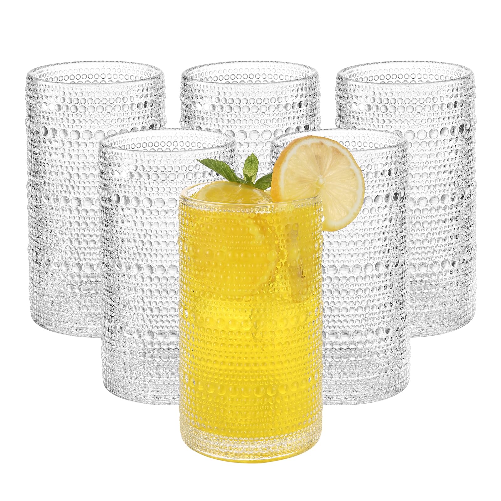 Akutaa vintage hobnail 16oz glasses for everyday water and beverages.