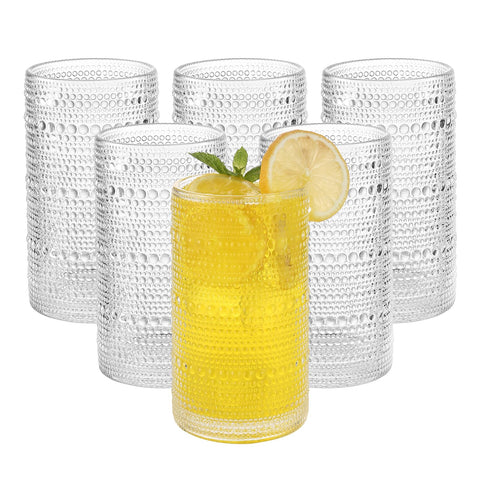 Akutaa vintage hobnail 16oz glasses for everyday water and beverages.
