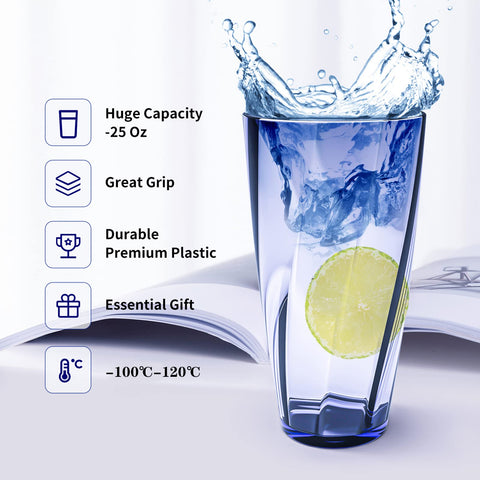 Alaiselit shatter-resistant 25oz blue water glasses for picnics and terrace dining.