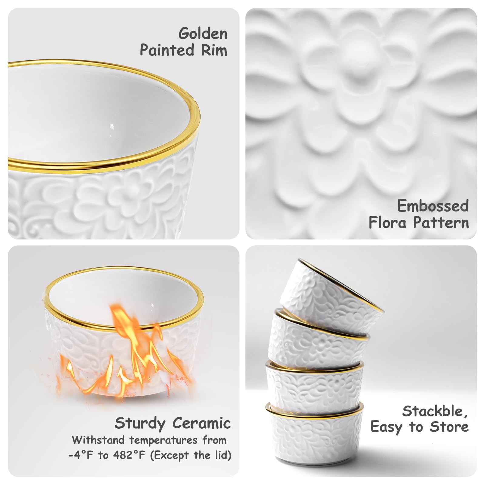 Alarrar ceramic ramekins for baking, perfect for soufflés and custards