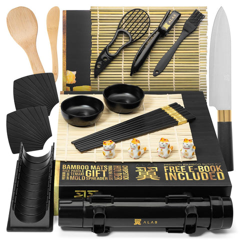 Alas Sushi Making Kit with sushi knife for clean cuts and precise rolls at home.