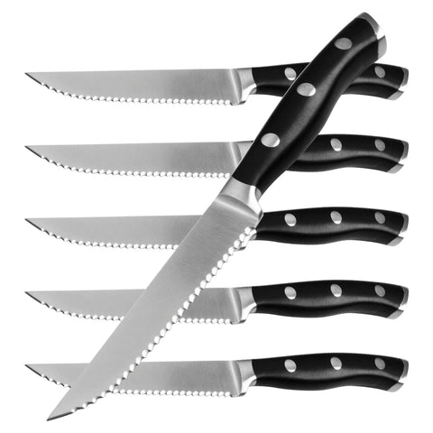 Alata 6-piece steak knives with serrated blades for effortless, precise slicing.