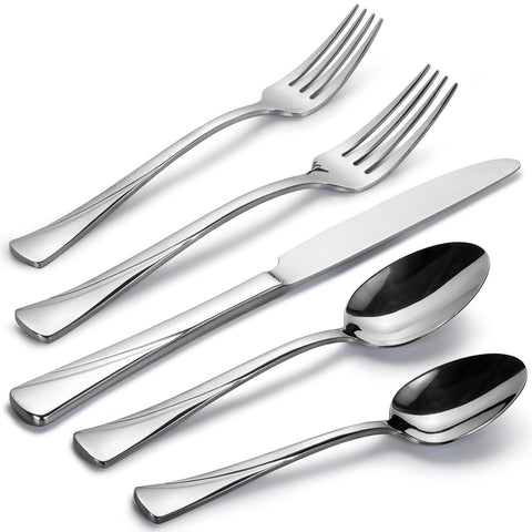 Alata Alice 40-piece flatware service for 8 in mirror-polished finish.