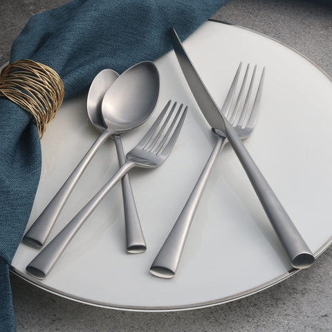 Forged stainless steel detail shows Bailey flatware durability