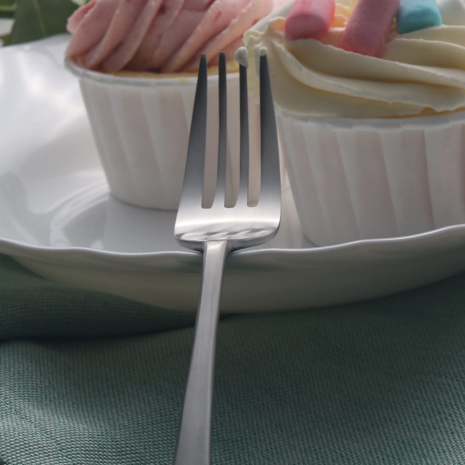 Oblate handle design highlighting comfortable grip on Bailey flatware