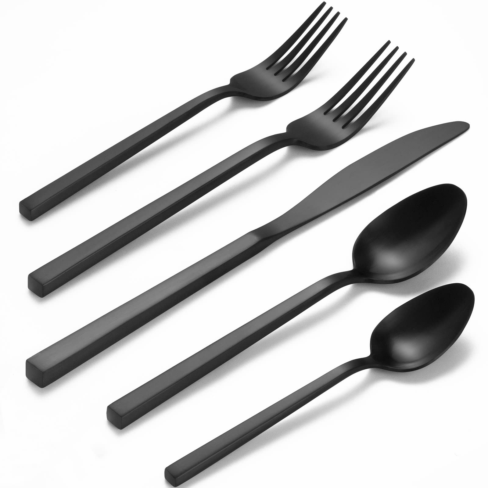 Alata Cube Black dinner knife with matte finish for durable daily meals.