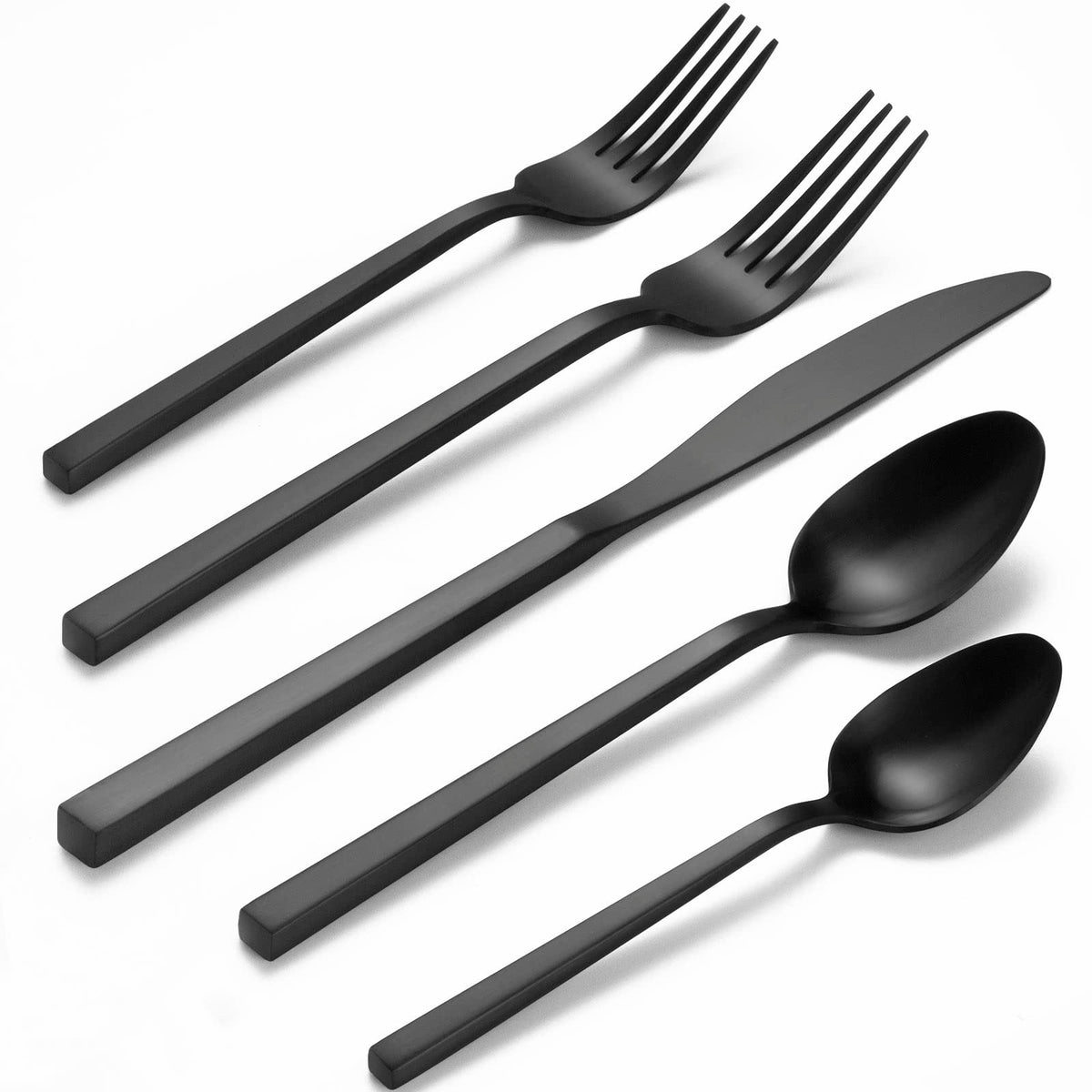 Alata Cube Black dinner knife with matte finish for durable daily meals.