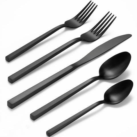 Alata Cube Black dinner knife with matte finish for durable daily meals.
