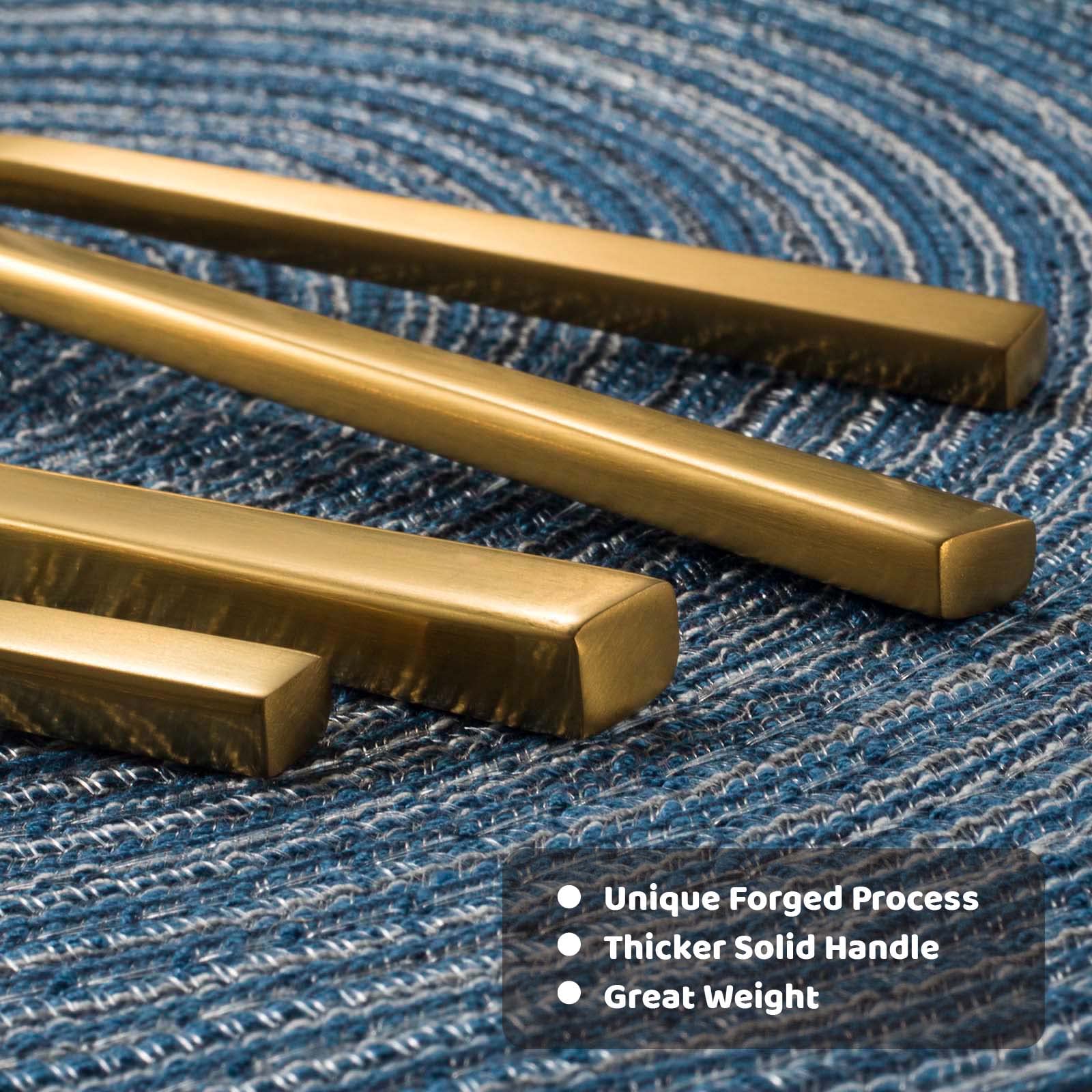 Alata Cube Gold 20-Piece Flatware for 4, ideal for family meals and gatherings.