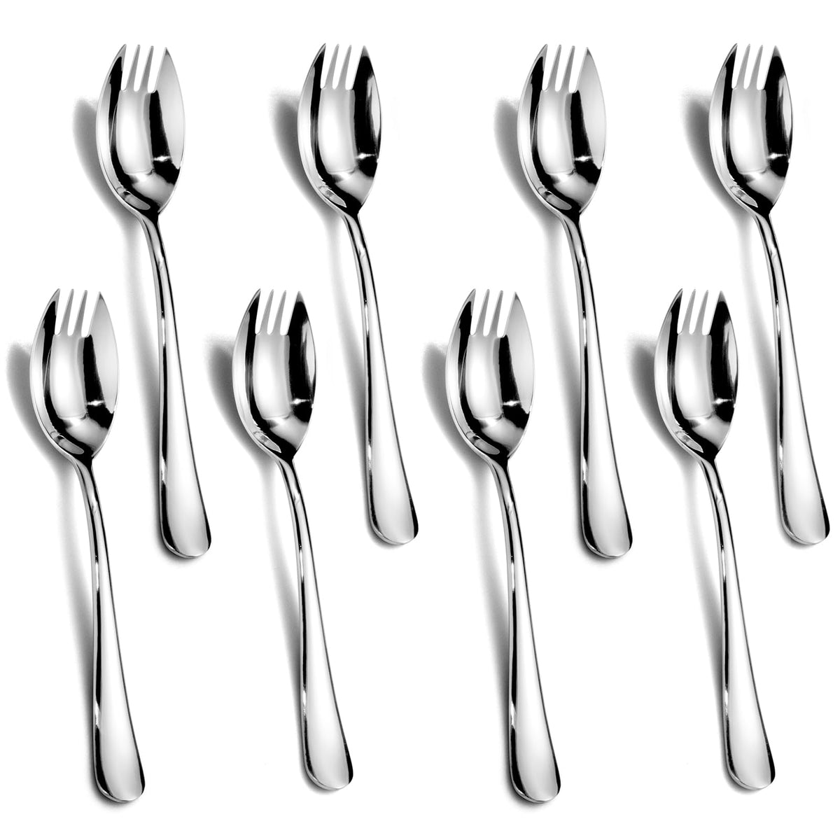 Alata Sporks 8-pack in stainless steel for durable daily meals.