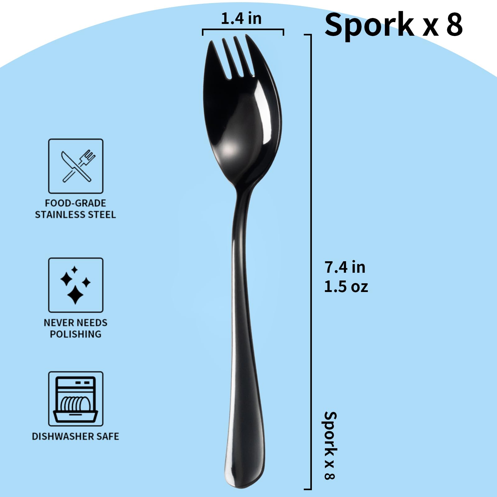 Alata curved-bowl spork design enhances scooping and sipping.
