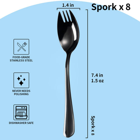 Alata curved-bowl spork design enhances scooping and sipping.