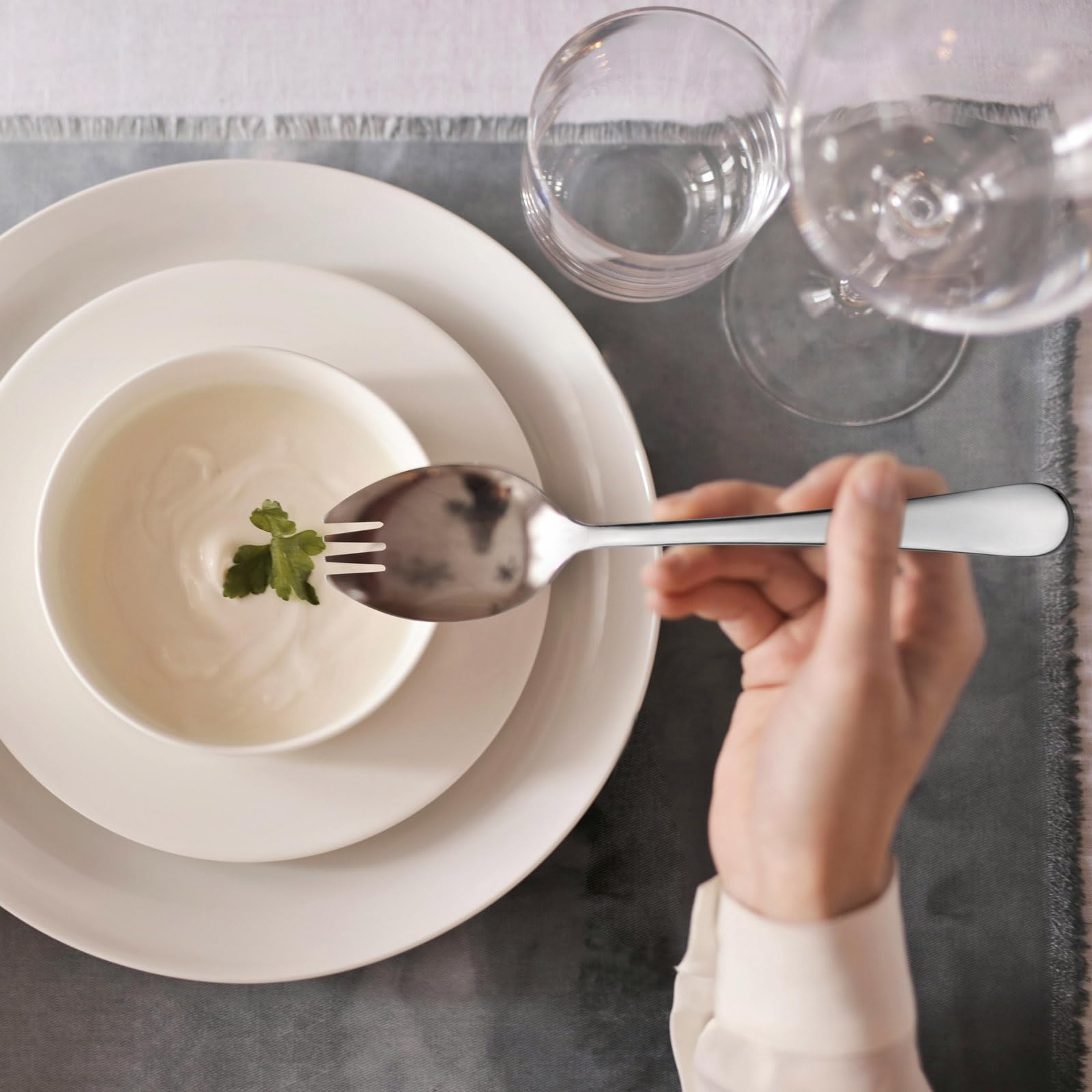 Alata Sporks versatile for soups, salads, desserts, and noodles.