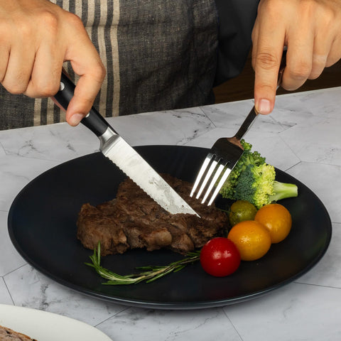 Alata wooden knife block keeps knives neatly stored and protected.