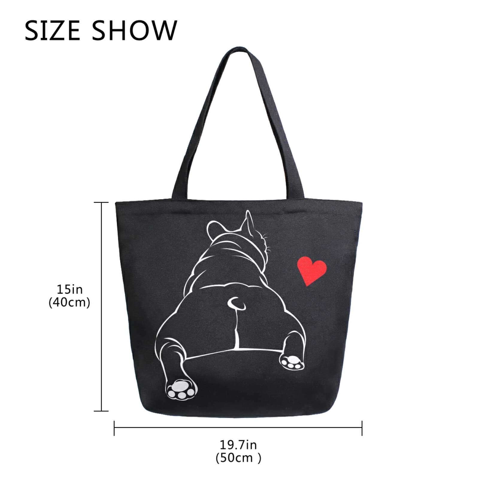 ALAZA Funny Bulldog tote durable cotton canvas for daily use.
