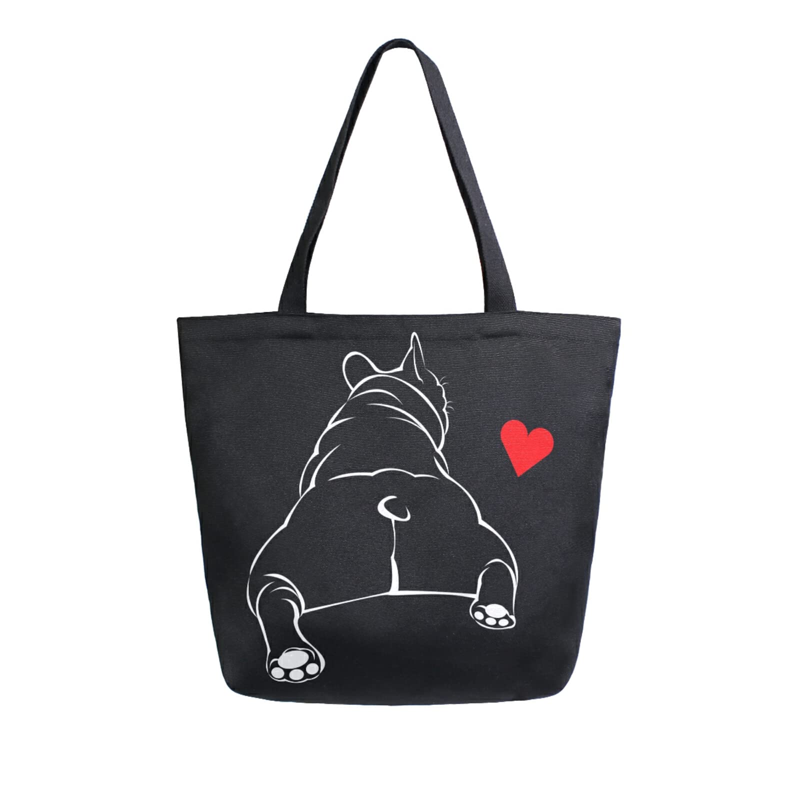 ALAZA Funny Bulldog tote front view for daily groceries.