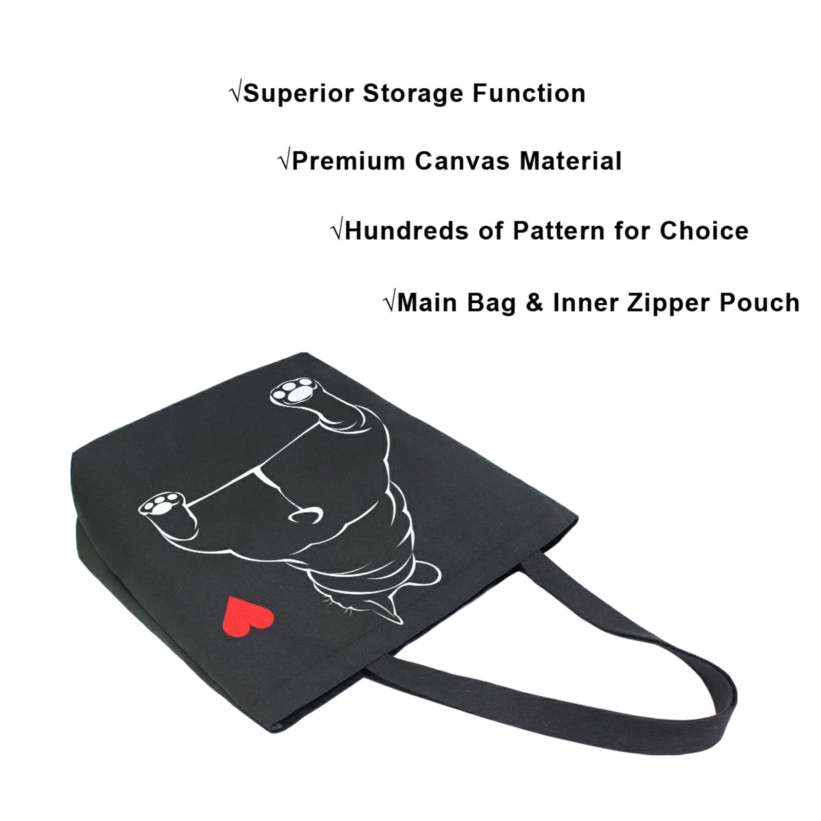 ALAZA Funny Bulldog tote inside pocket keeps valuables secure.