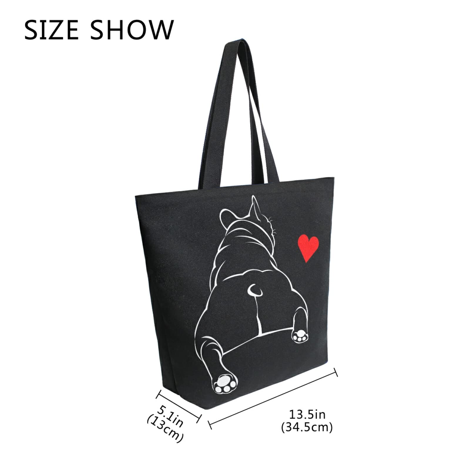 ALAZA Funny Bulldog tote open top design for easy access.