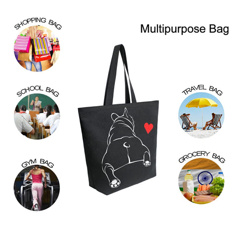 ALAZA Funny Bulldog tote ideal for groceries and everyday errands.