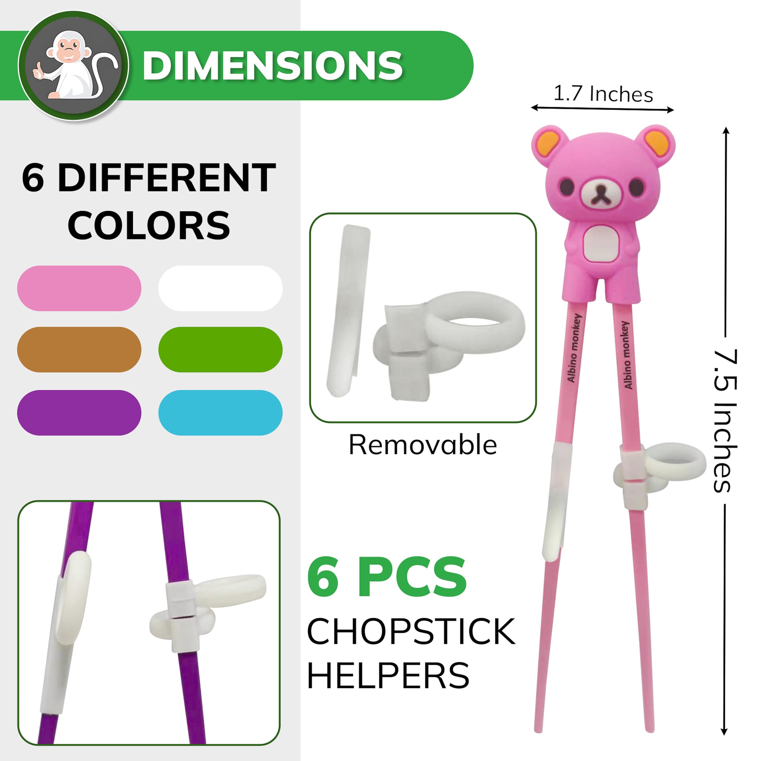 Albino Monkey six-pair set provides ample practice with family or friends.