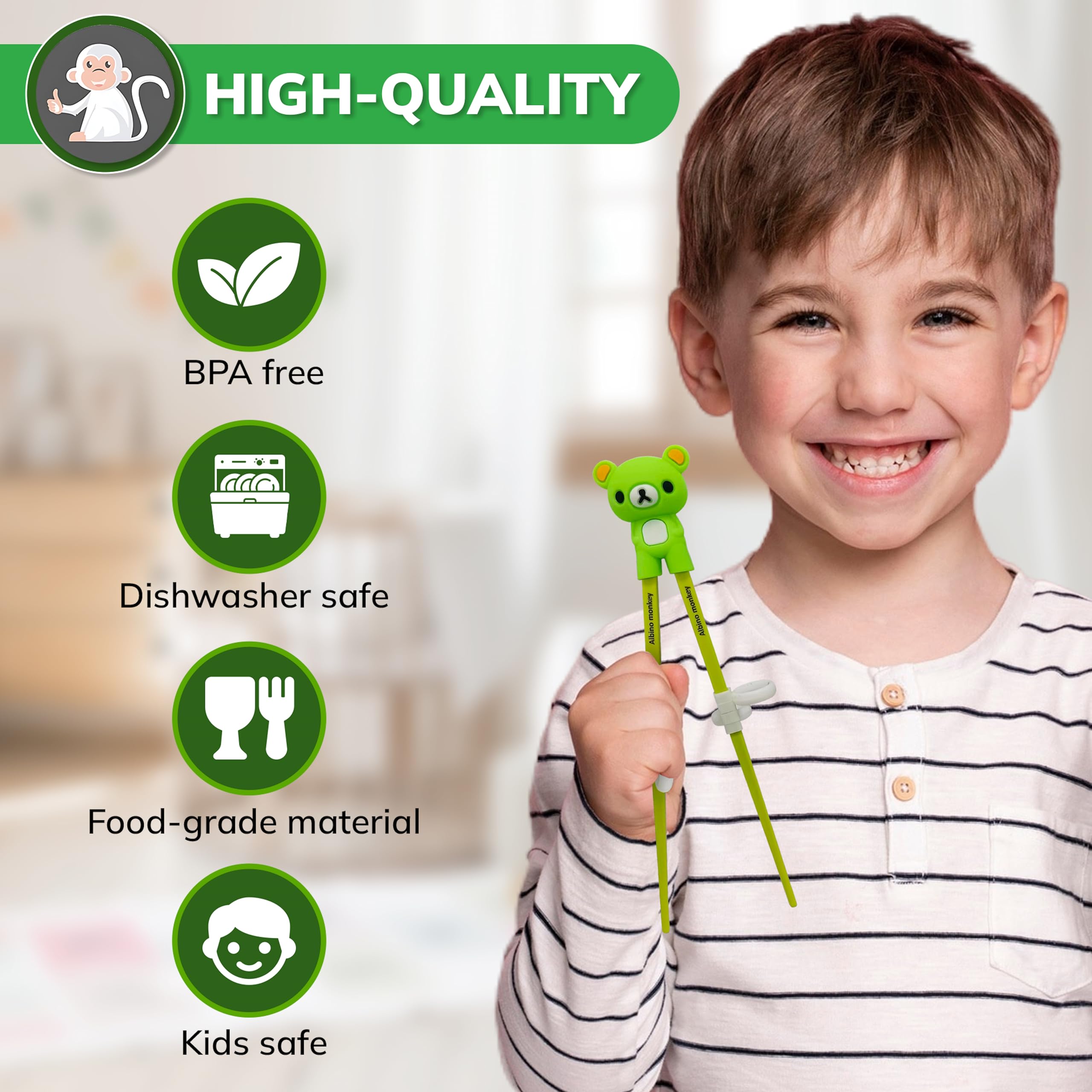 Albino Monkey durable, food-safe materials ensure daily use resilience.