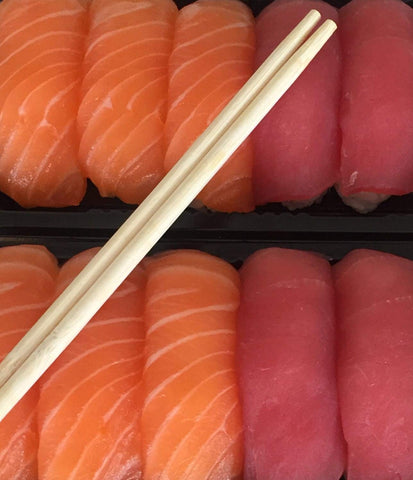 Albino Monkey sushi nights with round-end chopsticks for easy use