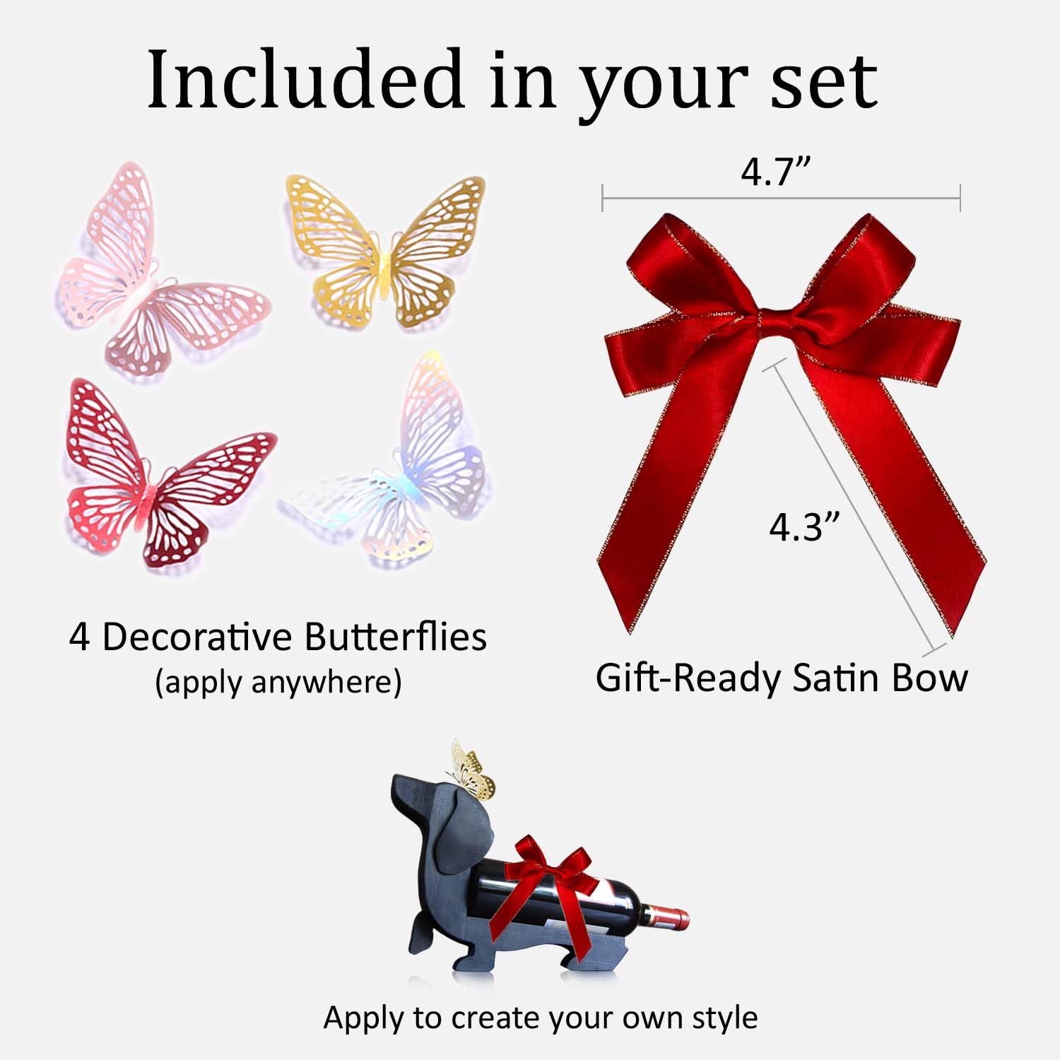 ALCEDIA handmade bow and butterflies detail; ready for gifting or as a charming accent on any shelf.