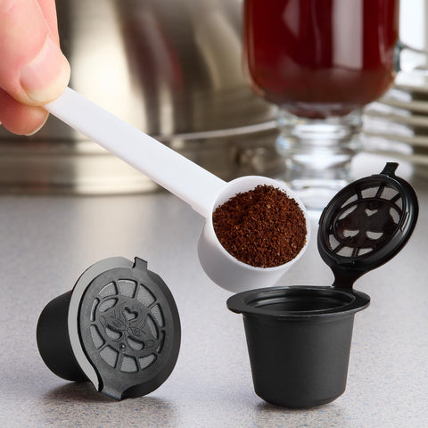 Dishwasher-safe stainless steel filter from Alchemy Bar Goods for reusable pods.