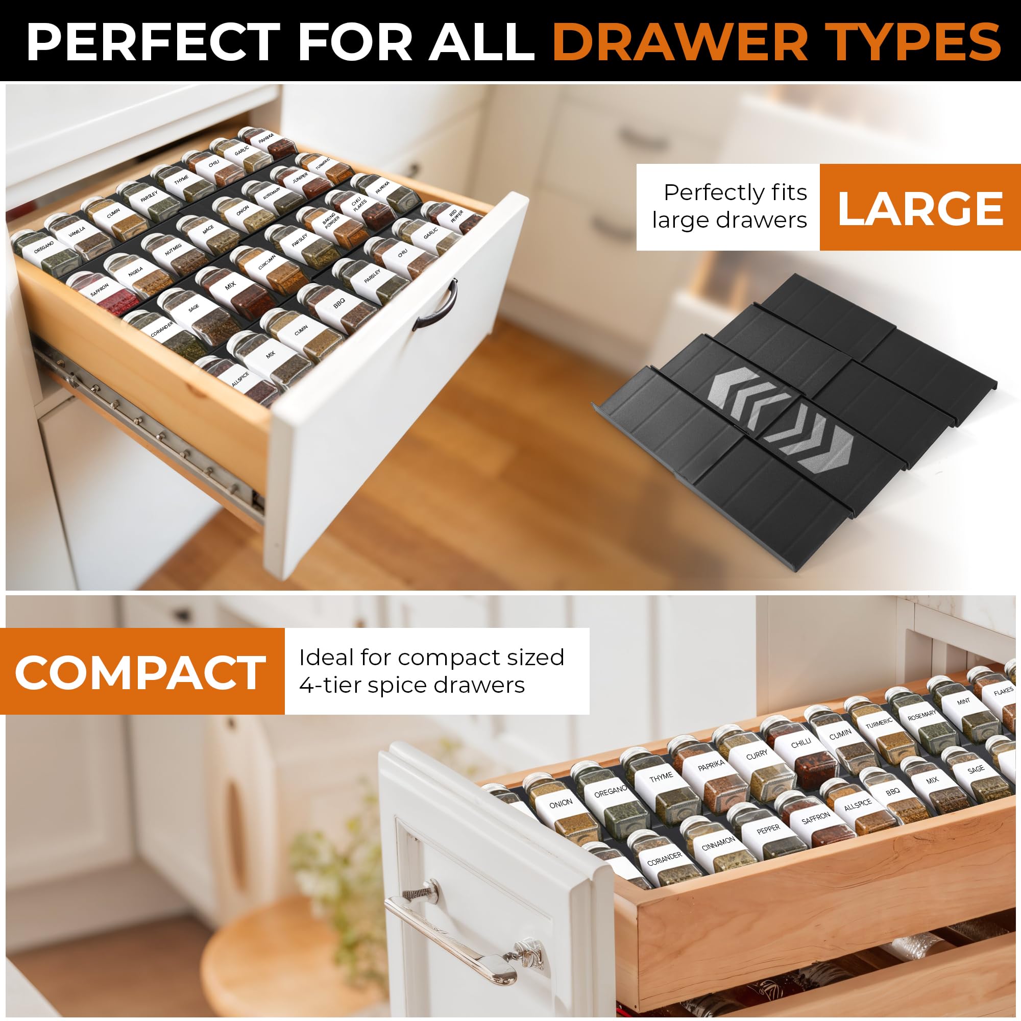 ALCOVA Spice Drawer Organizer made of durable materials for a busy kitchen.