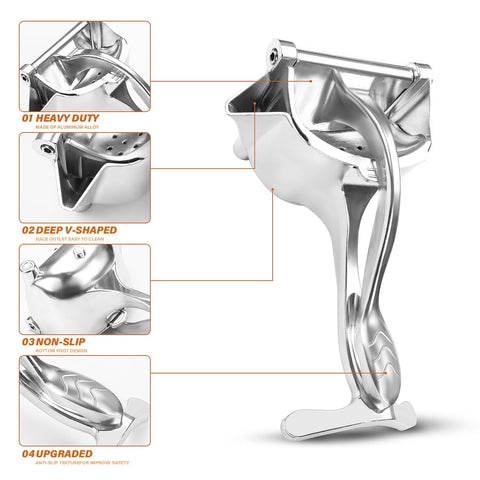 ALEEHAI Orange Squeezer in aluminium alloy for durable citrus pressing.