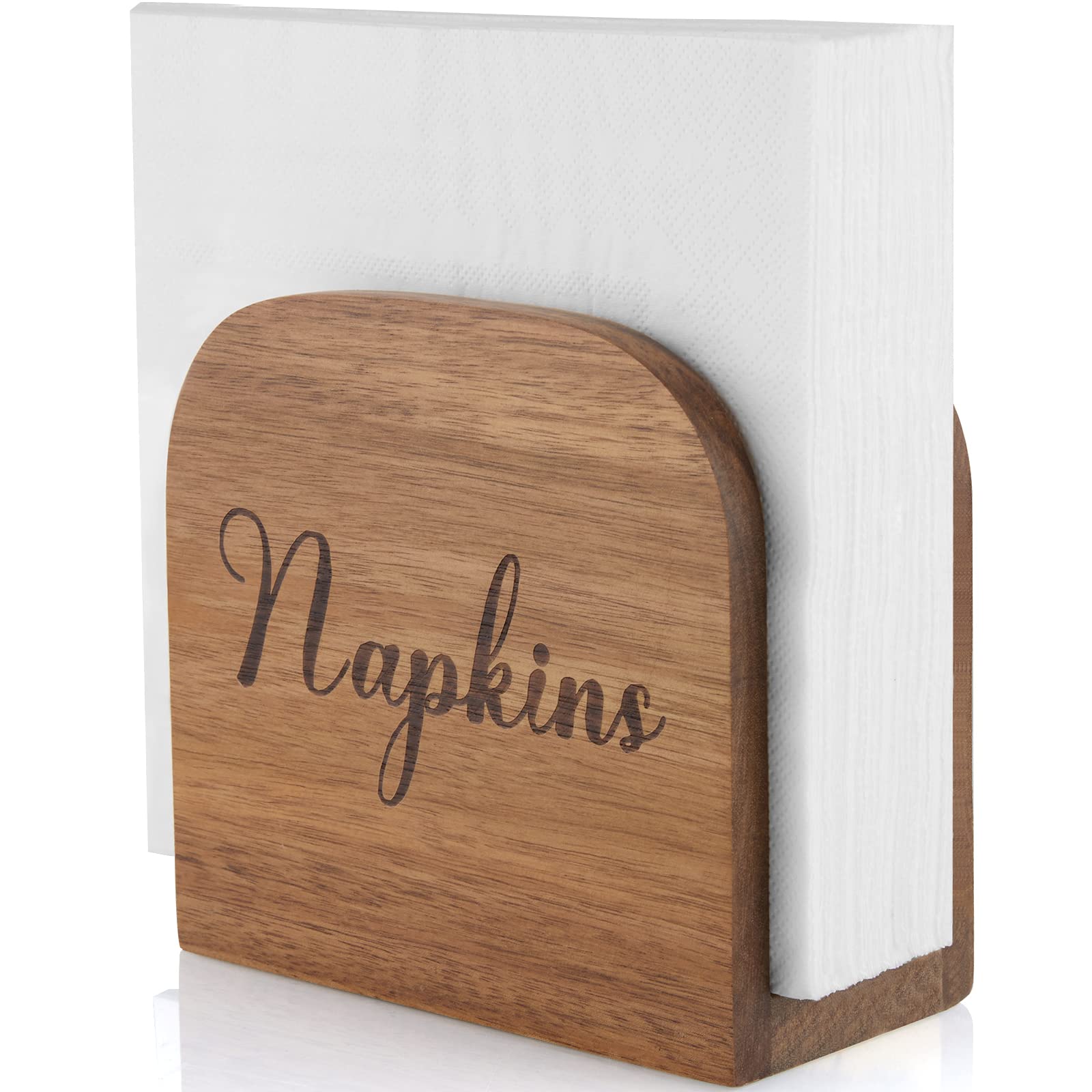 ALELION Acacia napkin holder on a table showcasing natural wood grain for everyday dining.