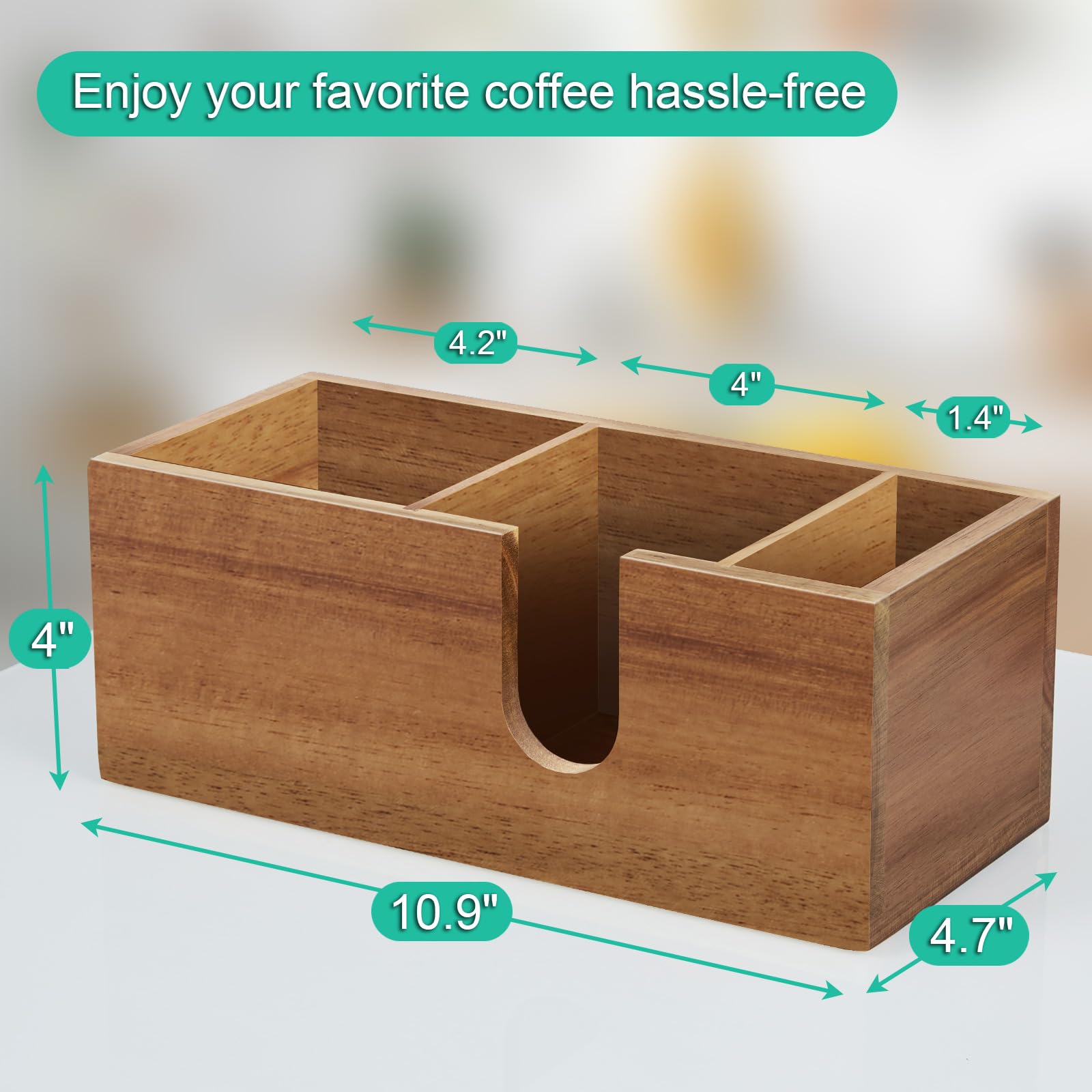 ALELION desktop coffee organizer showcases warm wood and function