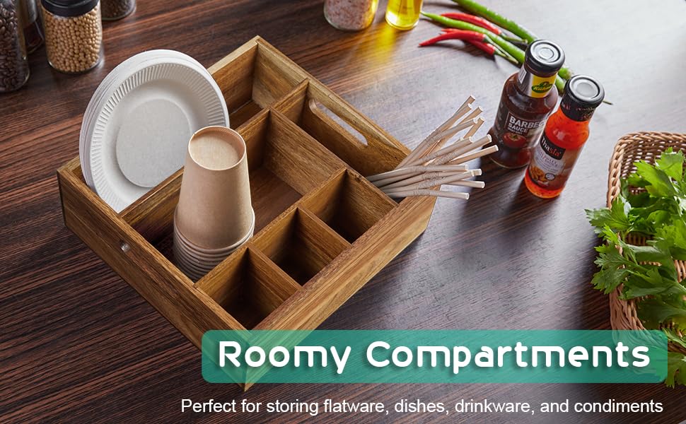 ALELION Acacia wood utensil caddy rustic decor adds vintage charm to any table
