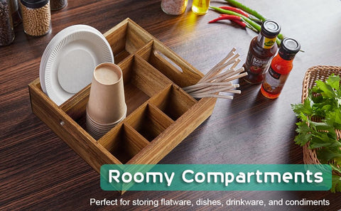ALELION Acacia wood utensil caddy rustic decor adds vintage charm to any table